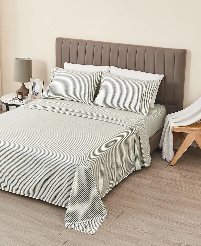Linery and Co. Ultra-Soft Striped Brushed Microfiber Sheet Set - Stripe