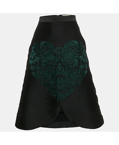 Pre-Owned Stella Mccartney Women's Black Embroidered Silk Blend Midi Skirt