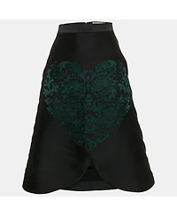 Pre-Owned Stella Mccartney Women's Black Embroidered Silk Blend Midi Skirt