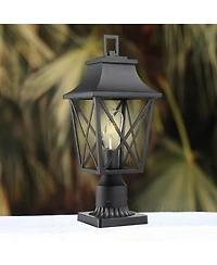 Black Outdoor Post Lantern with Pier Mount and Glass Shade