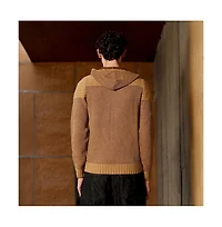 Campus Sutra Men's Hive-Jacquard Knit Hooded Sweater