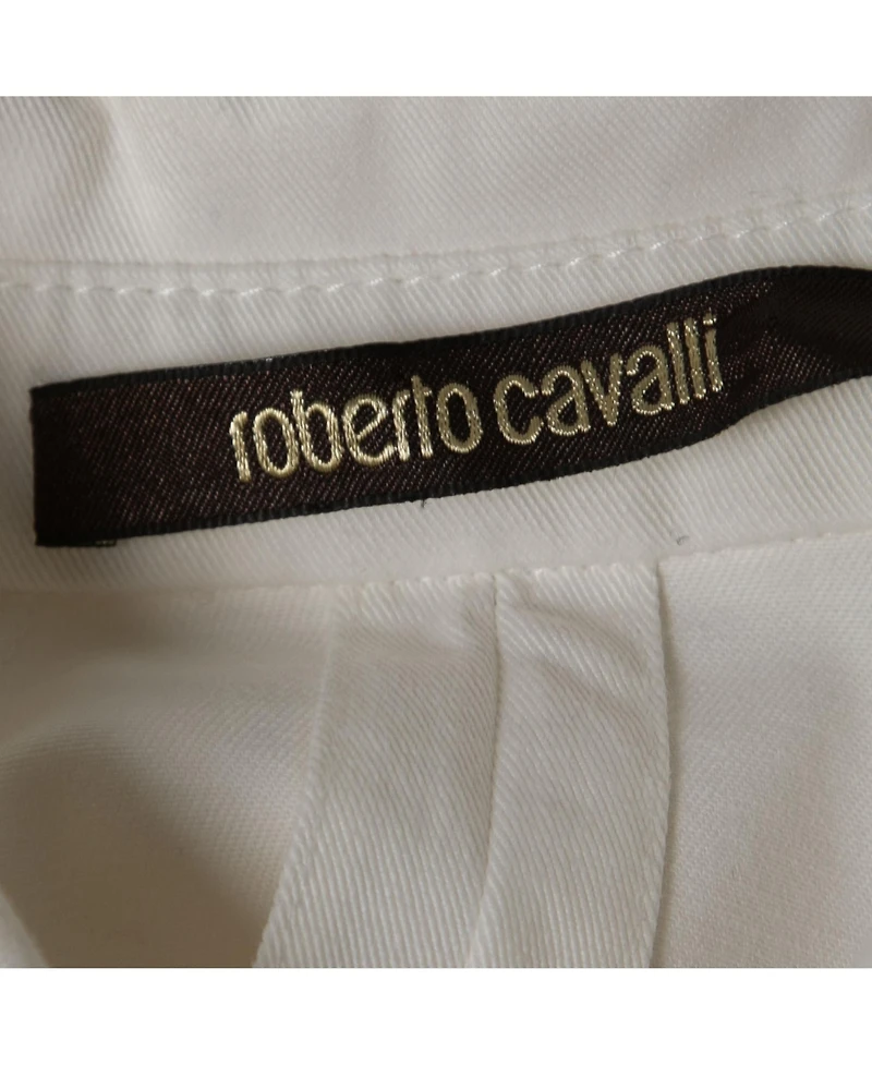Pre-Owned Roberto Cavalli Women's White Cotton Lace-Up Playsuit
