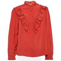Pre-Owned Zadig & Voltaire Women's Red Silk Ruffled Taccora Blouse