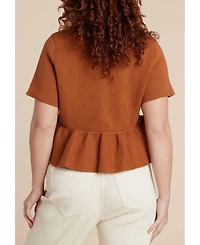 Eloquii Women's Short Sleeve Cardigan With Peplum