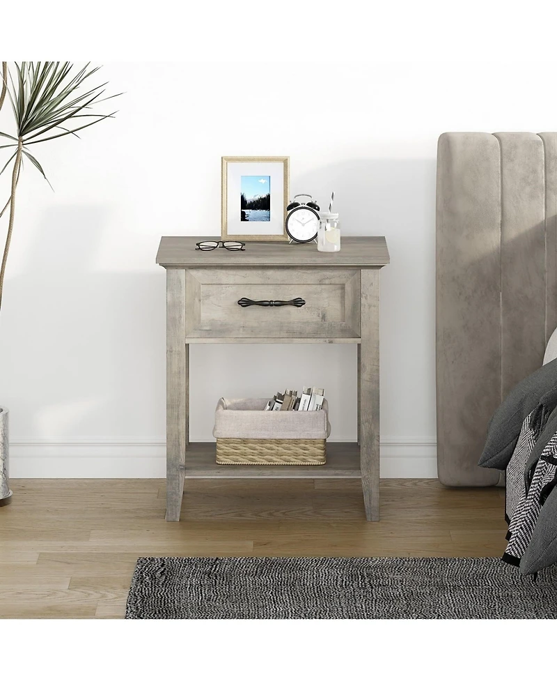 gaomon Square Nightstand, Bedside Table End Table for Bedroom Nursery Living Room, End Table with Storage Drawer, Easy Assembly, 2pcs