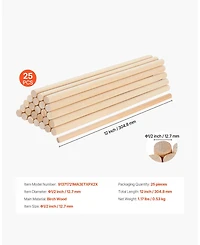 Hongge Wooden Dowel Rods Birch Craft Sticks for Diy and Woodworking Projects