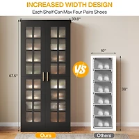 Tribesigns 71-Inch Tall Shoe Cabinet with Doors, 8-Tier Storage Adjustable Shelves, Modern Organizer Rack