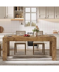 Tribesigns Solid Wood Dining Table for 6, Farmhouse Kitchen Table with Heavy Duty Legs, Rectangular Wood Dinner Table