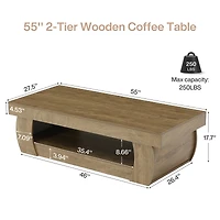 Tribesigns 55-Inch Modern Coffee Table with Open Storage Shelf, Rectangular Center Table
