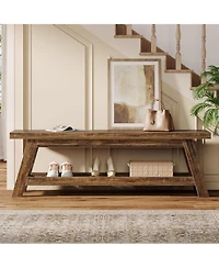 Tribesigns 55" Wood Entryway Bench with Shoe Storage