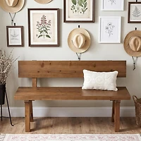 Tribesigns Solid Wood Bench with Back, 47-Inch Long Farmhouse Wooden Indoor Window Bench Seat