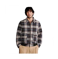 Campus Sutra Men's Navy Blue Zip-Front Plaid Jacket