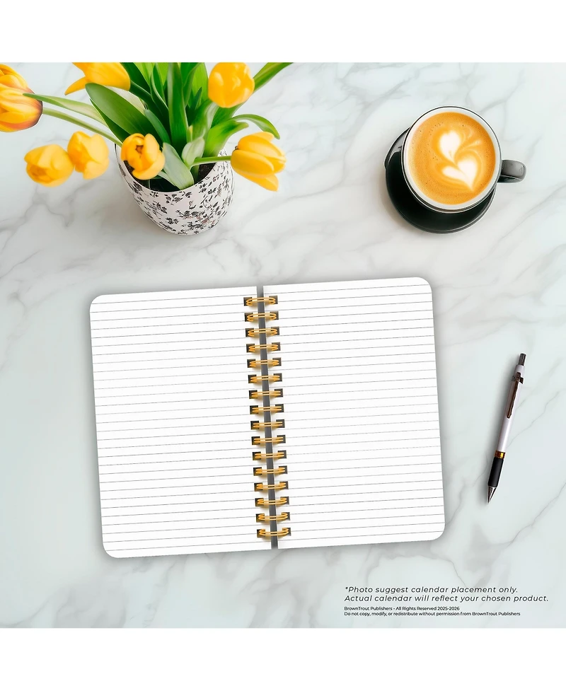 BrownTrout Crackled Blush | 5.25 x 8.25 Inch Compact Wire Journal | Non-Dated | Foil Stamped Cover