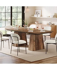 Tribesigns 63-Inch Dining Table with Double Pedestal Base, Modern Kitchen Tabl, Espresso Brown