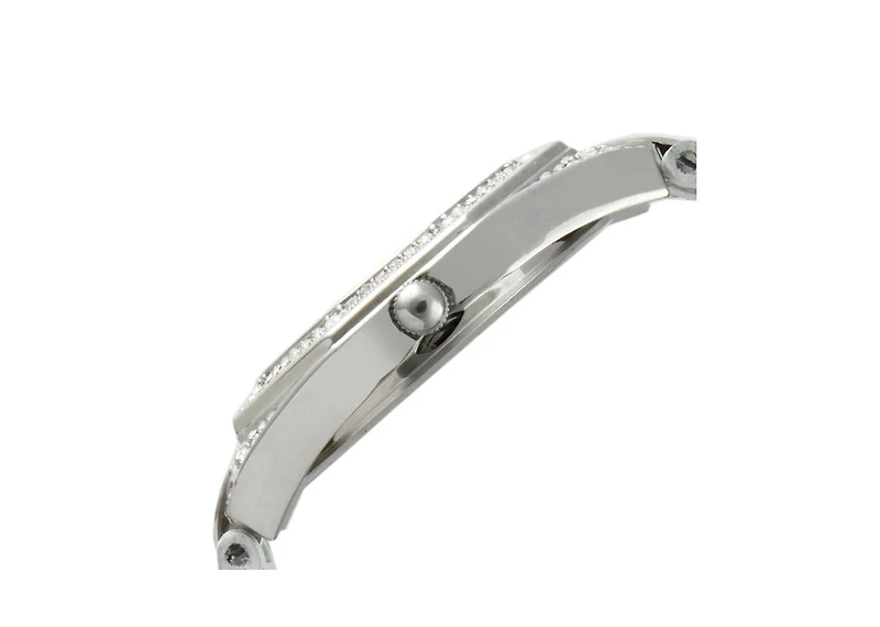 Peugeot Women's 37mm White Watch with Crystal Bezel Leather Band