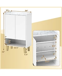 Gymax Shoe Storage Cabinet Freestanding Shoe Organizer w/ Anti-tipping Kit Open Shelf