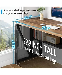 Tribesigns 55 inches Computer Desk with Bottom Storage Shelf Home Office Desk Writing Table for Workstation
