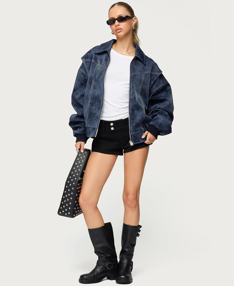 Edikted Women's Ownley Oversized Faux Leather Bomber Jacket