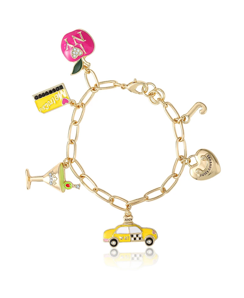Juicy Couture City Icons Charm Bracelet, Gold-Tone Enamel Charms