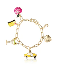 Juicy Couture City Icons Charm Bracelet, Gold-Tone Enamel Charms