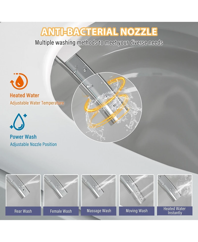 Casainc Smart Bathroom Fixture Tankless,Auto Open/Close,Elongated Heated Seat,Warm Wash/Dryer,Dryer,Night Light