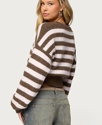 Edikted Women's Penelope Fuzzy Striped Sweater
