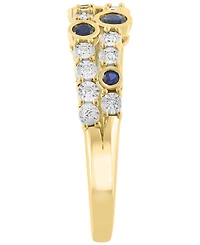 Effy Collection Sapphire (1/4 ct. t.w.) & Diamond (1/10 ct. t.w.) Ring in Gold Over Silver