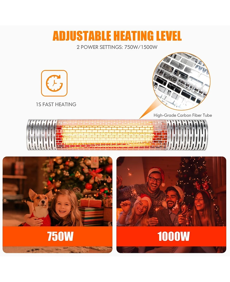 Costway 1500W Wall-Mounted Infrared Heater Indoor & Outdoor Electric Heater