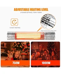 Costway 1500W Wall-Mounted Infrared Heater Indoor & Outdoor Electric Heater