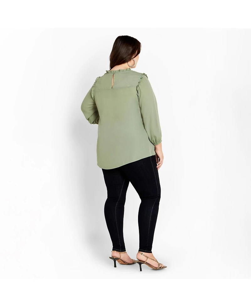 City Chic Women's Plus Size Lace Angel Elbow Sleeve Top