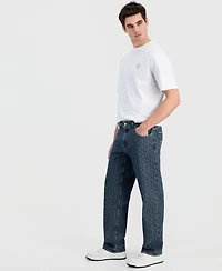 Guess Men's Damon Logo-Print Cotton Relaxed Jeans