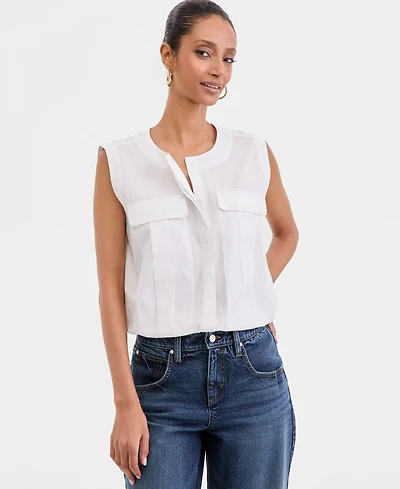 I.n.c. International Concepts Women's Drop-Shoulder Sleeveless Utility Blouse, Macy's Exclusive