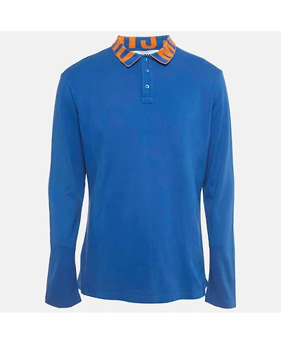 Pre-Owned Moschino Men's Cotton Pique Long Sleeve Polo T-Shirt