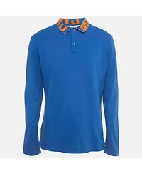 Pre-Owned Moschino Men's Cotton Pique Long Sleeve Polo T-Shirt