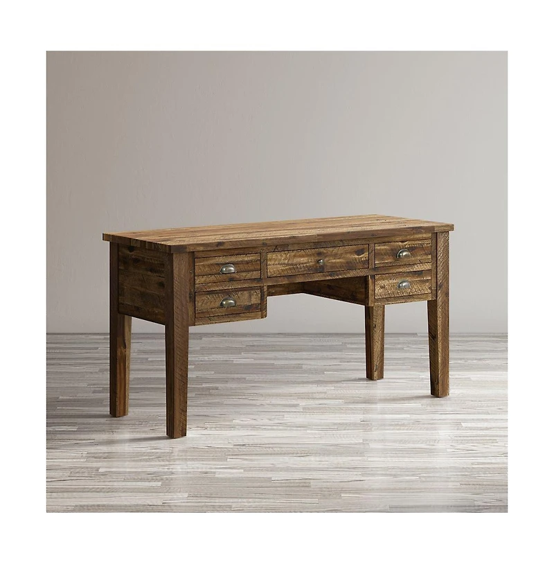Jofran Artisan's Craft Rustic Farmhouse Distressed Acacia 5-Drawer Desk