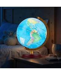 Hongge 8 Inch Led Illuminated World Globe With Wooden Base And Usb Power Cord