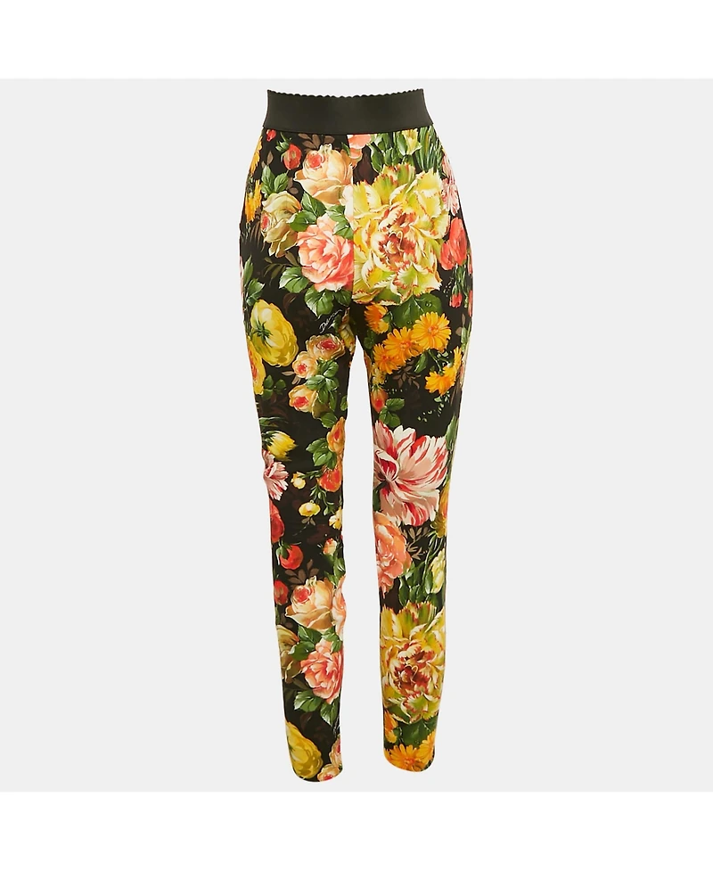 Pre-Owned Dolce & Gabbana Women's Black Floral Crepe Trousers