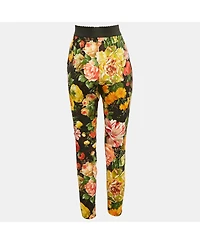 Pre-Owned Dolce & Gabbana Women's Black Floral Crepe Trousers