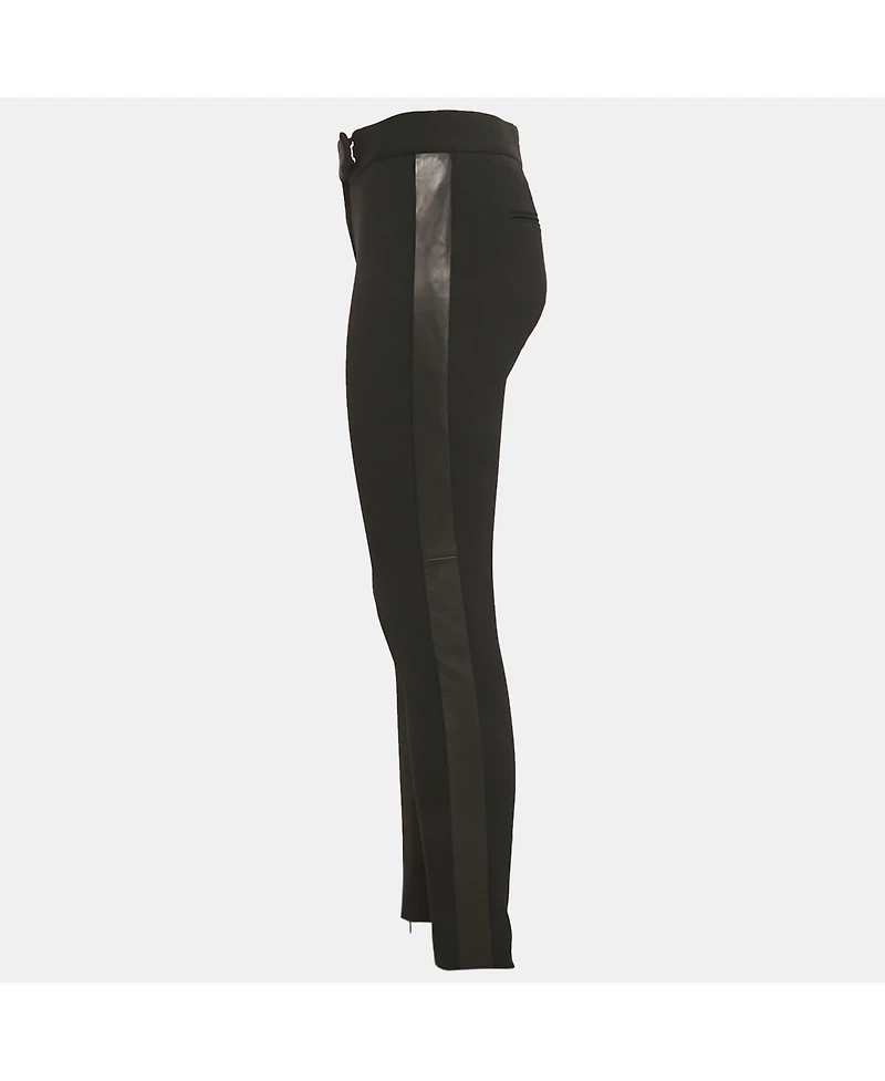 Pre-Owned Tom Ford Women's Black Crepe Leather Trim Trousers