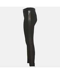 Pre-Owned Tom Ford Women's Black Crepe Leather Trim Trousers