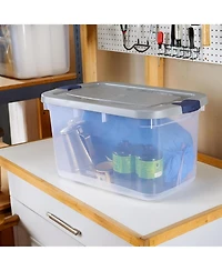 Rubbermaid 4 Pack Roughneck Clear Storage Containers, Stackable Totes, 66 Quart