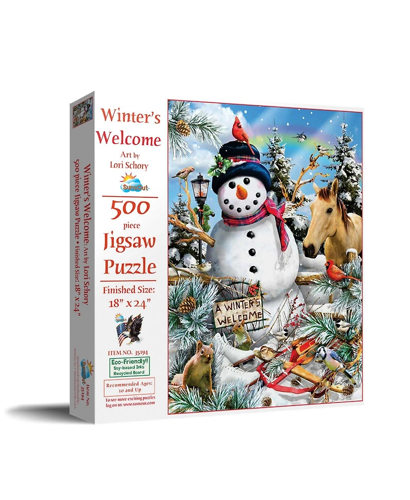 SunsOut Winter's Welcome 500 piece Jigsaw Puzzle for Adults Christmas