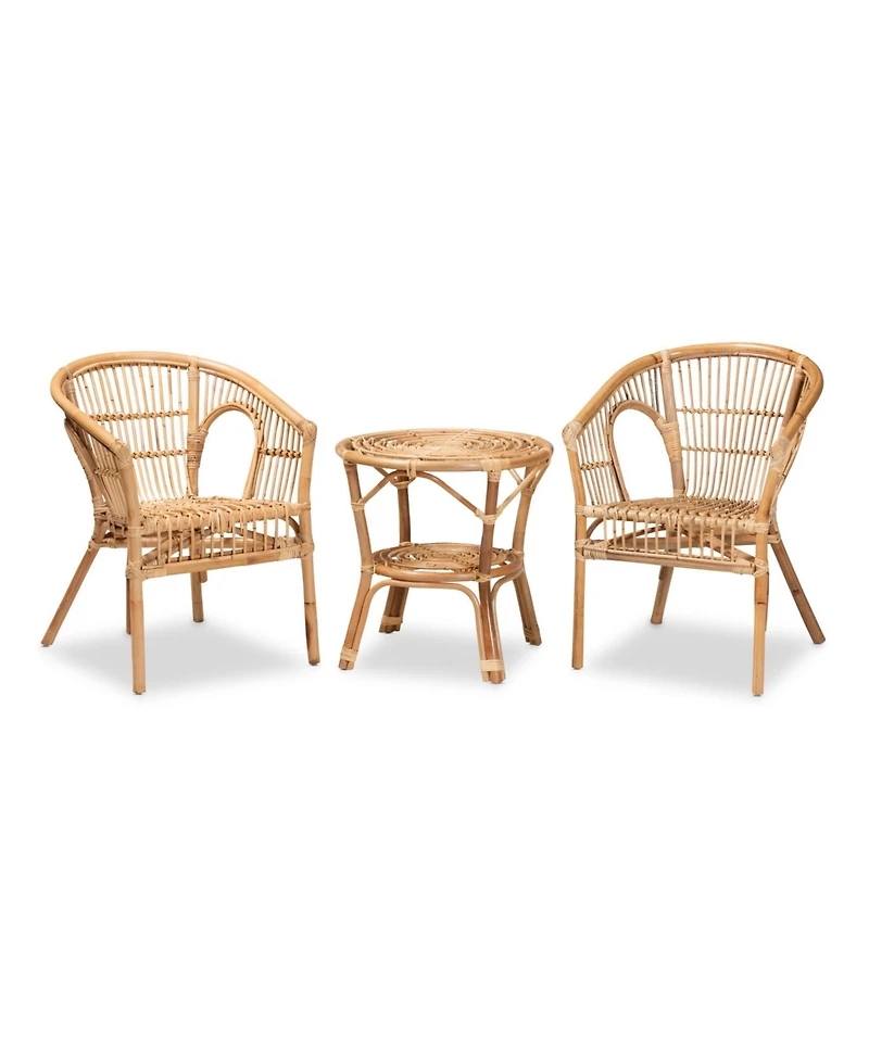 Baxton Studio Alleta 3-Pc. Rattan Bohemian Living Room Set