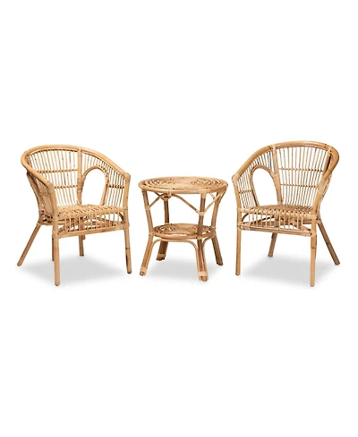 Baxton Studio Alleta 3-Pc. Rattan Bohemian Living Room Set