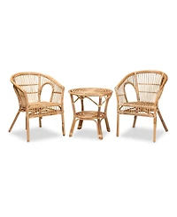 Baxton Studio Alleta 3-Pc. Rattan Bohemian Living Room Set