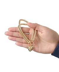 Juicy Couture Double Chain Heart Padlock Bracelet, Gold Tone with Rainbow Crystals