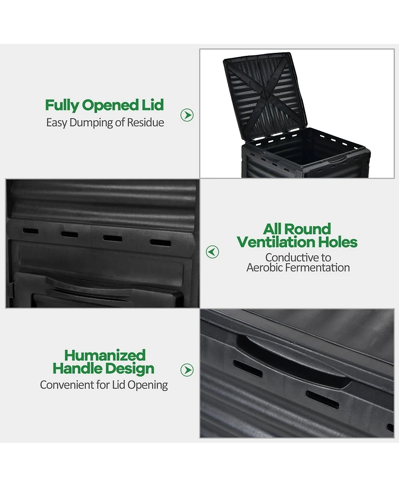 Sugift 80-Gallon Outdoor Composter with Large Openable Lid and Bottom Exit Door