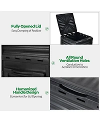 Sugift 80-Gallon Outdoor Composter with Large Openable Lid and Bottom Exit Door