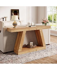 Tribesigns 55" Farmhouse Console Table with Storage – Rustic Sofa Table
