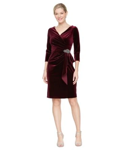 Alex Evenings Womens Velvet 3 4 Sleeve Sheath Dress